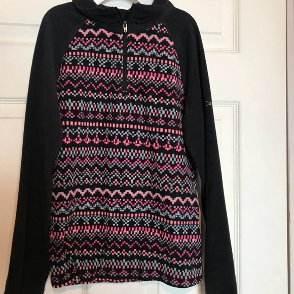 Columbia Kids Medium Fleece Black with Pattern Jacket Girls - Picture 1 of 4